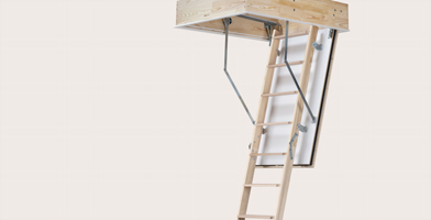 Fire-resistant loft ladder with sturdy construction, designed for enhanced safety.