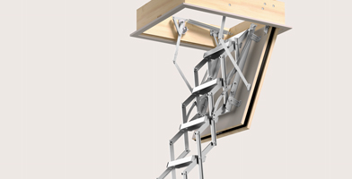 Tailormade loft ladder with a sleek, customized design for specific spatial needs.