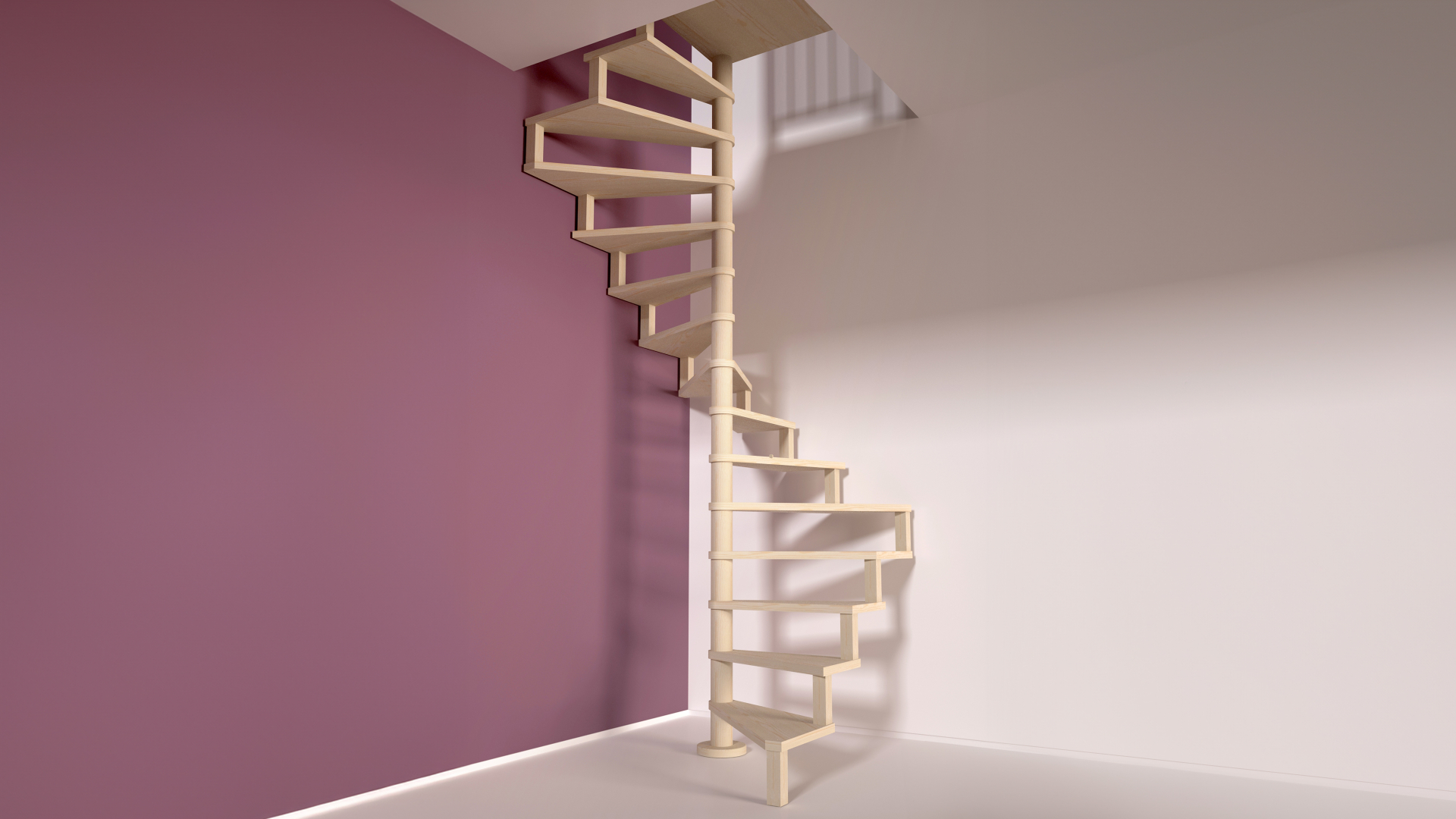 Wooden spiral staircase SQUARE WOOD spruce White