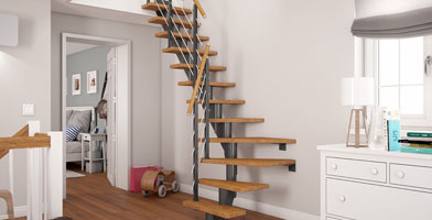 A modular staircase with a sleek, customizable design, perfect for adaptable interiors.