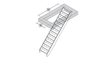 Illustration of a staircase design guide featuring detailed technical drawings.