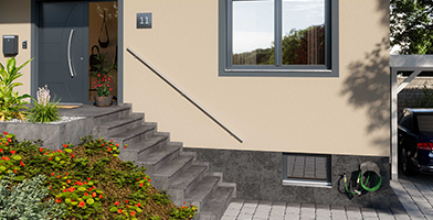 Outdoor handrails providing secure support along stairs, with a minimalistic and robust design.